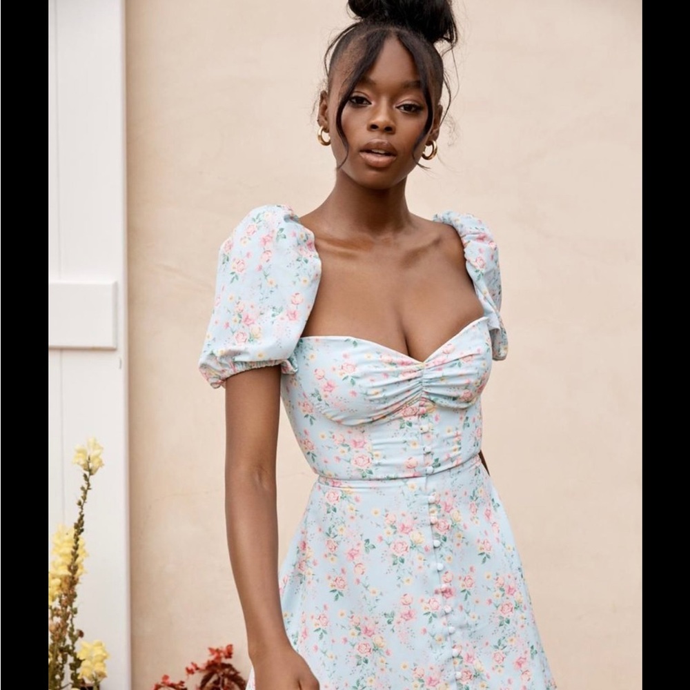 House of CB Aria dress in blue floral print size S